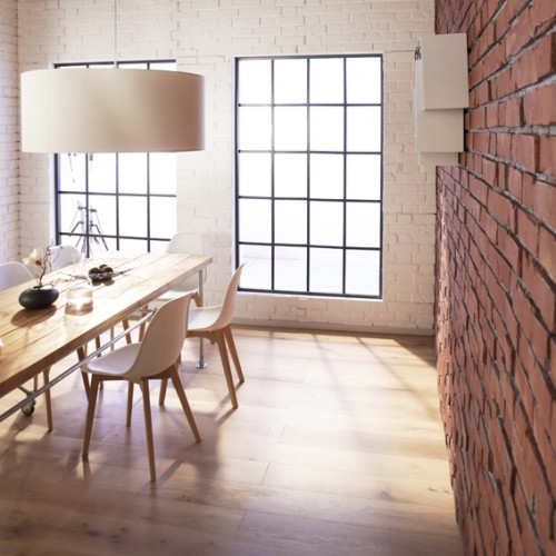 steffi b&uuml;hlmaier steffibuehlmaier - miele - commercial film set - dining table and brickwall