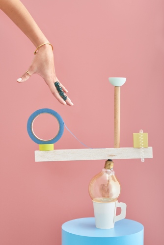 steffi b&uuml;hlmaier steffibuehlmaier - hands on - jewelry installation, hand with marbles from top - christian angl