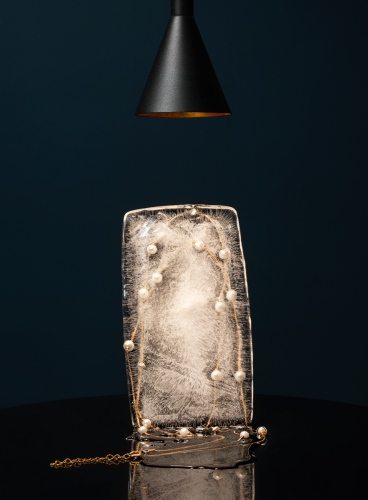 steffi b&uuml;hlmaier steffibuehlmaier - eis ice - sculptural art - jewelry - necklace, frozen, ice cube, light source -&nbsp; jan burwick